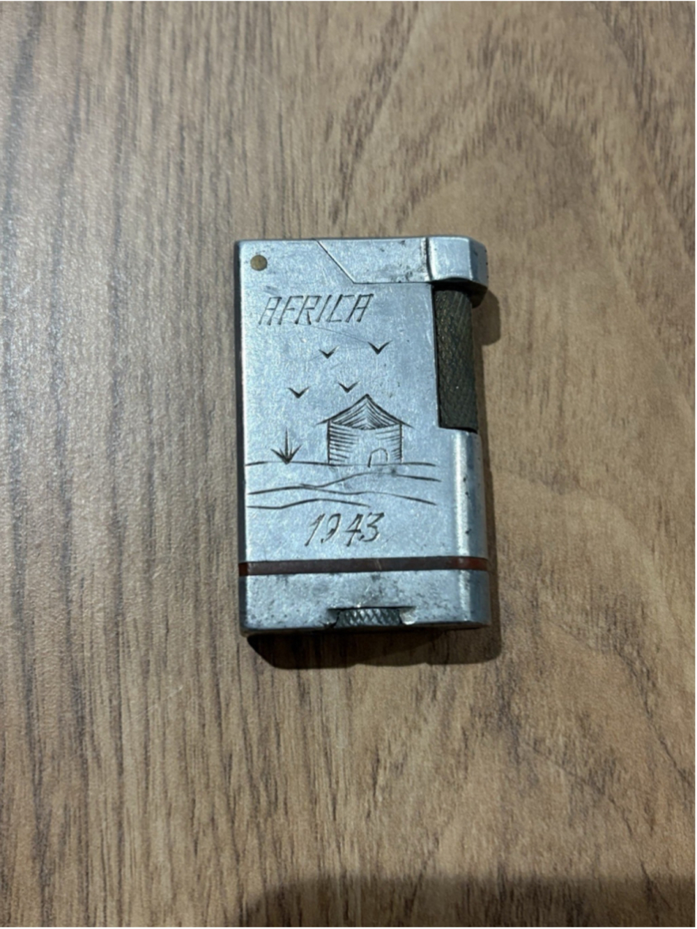 Vintage Africa 1943 Engraved Pocket Lighter WWII Era Trench Art Untested